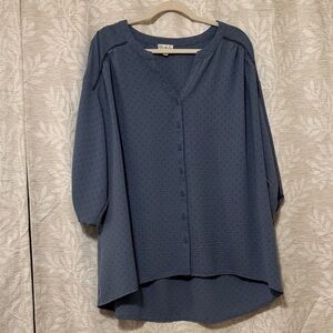 Wonderly Slate Blue Button-Front Women’s Blouse